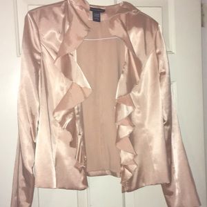 Pink ruffle satin jacket